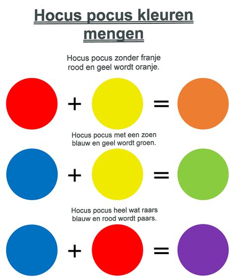 Kleuren Verf Mengen Rijm Formulier Kleuters Knutselen Thema Kunst