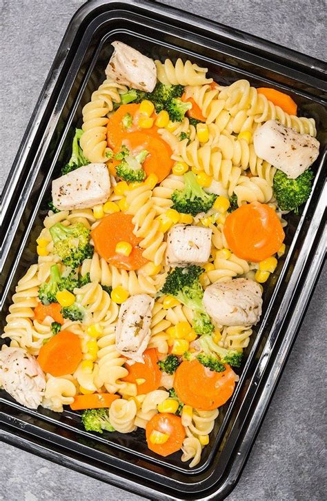 Serve with tortillas, diced onions, chopped cilantro, sauteed cabbage, lime wedges, and anything else you like! Garlic Chicken and Veggies Pasta Meal Prep | Recipe in ...