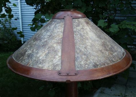 Hand Crafted Arts And Crafts Style Hammered Copper Floor Lamp With Mica