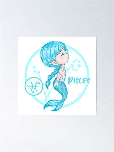 Cute Chibi Zodiac Pisces Girl Poster By Loshimizu Redbubble