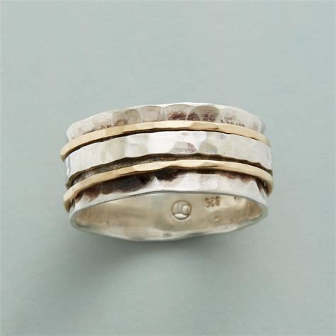 Hand Hammered Silver And Gold Spinner Ring Sundance Catalog