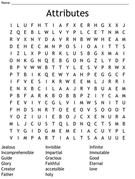 Attributes Word Search Wordmint