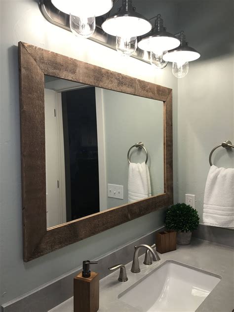 shiplap reclaimed styled wood framed mirror 20 stain colors rustic mirror bathroom vanity