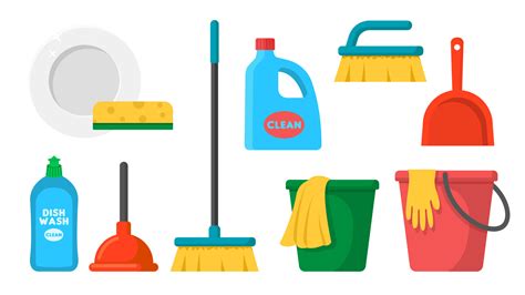 Collection Set Of Cleaning Tool Broom Mop Bucket Dustpan Sponge Brush