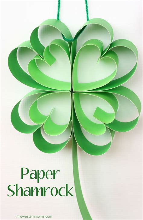 How To Make A Paper Shamrock St Patricks Crafts St Patricks Day