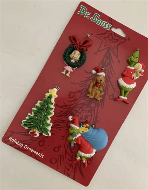 2010 Dr Seuss How The Grinch Stole Christmas Ornaments 5 New Cindy Lou