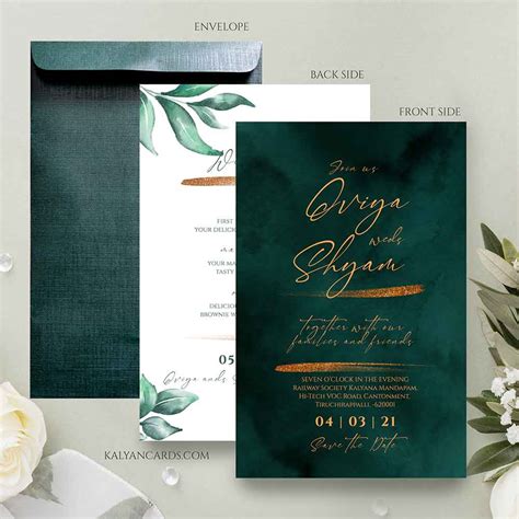 Wedding Cards Front And Back Green Texture Card