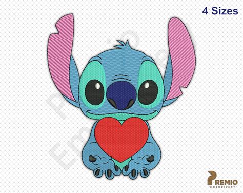 Lilo And Stitch Embroidery Design Valentines Heart With Etsy In 2021