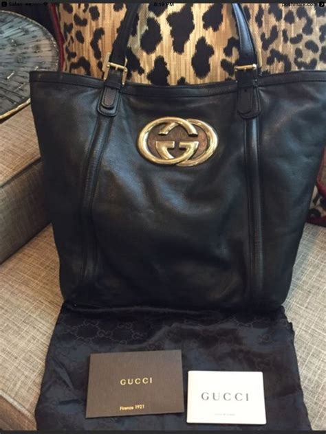 Authentic Gucci Britt Black Leather Large Britt Gg Hobo Shoulder Bag Xl