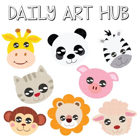 Animal Heads Clip Art Set Daily Art Hub Graphics Alphabets And Svg
