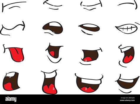 Vector Illustration Of Cartoon Mouth In Different Expressions Stock