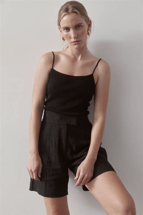 Linen Lola Shorts Black In 2022 Fashion Black Camis Denim Women