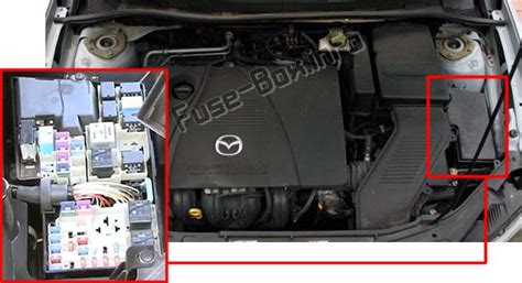 Fuse box diagram (location and assignment of electrical fuses and relay) for toyota 4runner (n210; Mazda 3 (BK; 2003-2009)