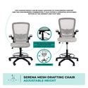 Serena Mesh Ergonomic Drafting Chair Tall Office Chair For Standing Desk With Adjustable Foot