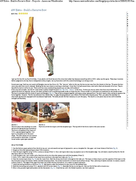 Aw Extra Build A Recurve Bow Projects American Woodworker Pdf