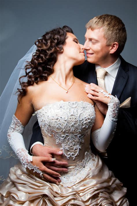 Kissing Bride And Groom Stock Image Image Of Loving 21685979