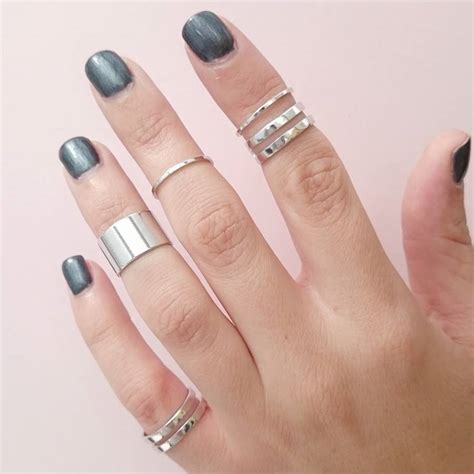 Silver Tube Midi Rings Set Of Five By Staxx Personalised
