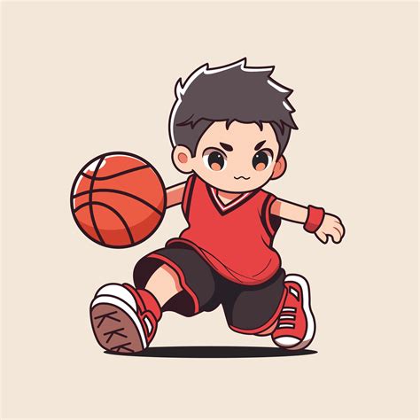Cute Boy Playing Basketball Cartoon Vector Illustration Of A Boy