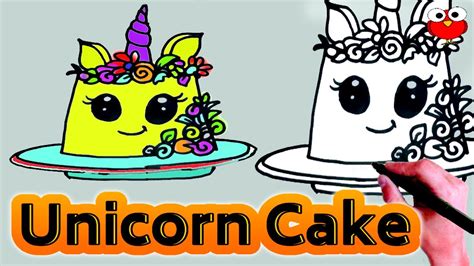 This lovely cake is inspired by rosanna pansino's unicorn cake that she made on her nerdy. How to Draw Unicorn Cake Step by Step for Kids Easy Lesson ...
