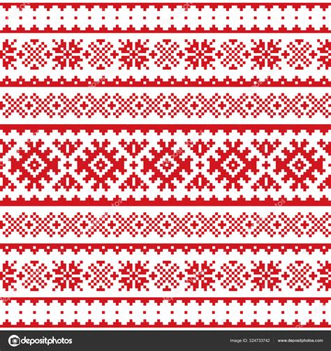 Christmas Winter Vector Seamless Pattern Sami People Lapland Folk Art
