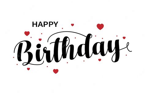 Premium Vector Happy Birthday Calligraphy Black Text Word With Red