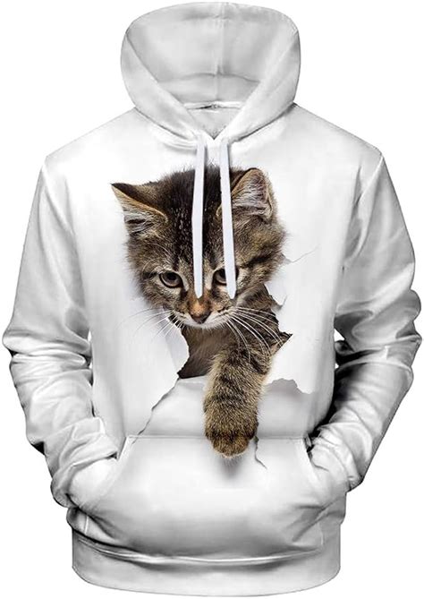 Xkdzt Tier Katze Drucken 3d Hoody Männer Sweatshirt Frauen Pullover Mit Kapuze Lange Ärmel