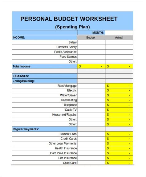 7 Monthly Budget Excel Worksheet Sample Templates Sample Templates