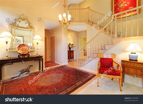 Beautiful Elegant Entrance Living Room And Stair Case