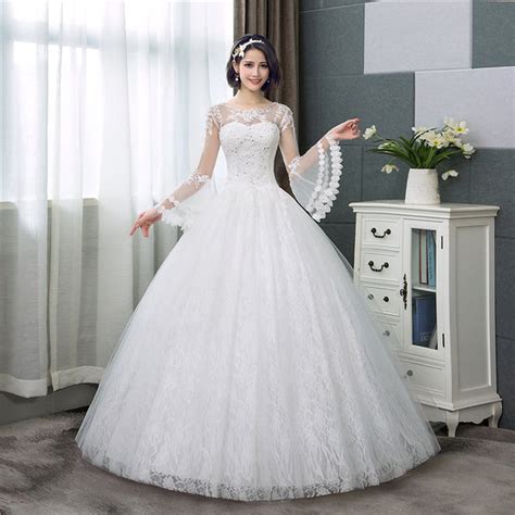 The Scarlet Lace Bell Sleeve Corset Back Ball Gown Style Wedding Dr