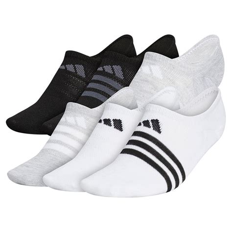 adidas women`s superlite ii super no show tennis socks 6 pack white and cool lt heather