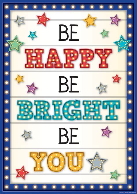 Be Happy Be Bright Be You Positive Poster Inspire And Motivate Kids