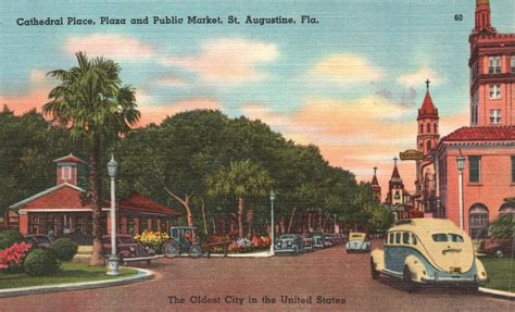 Vintage Postcard 1930s Cathedral Place Plaza And Public Market St