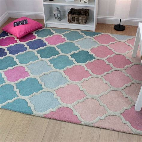 For a toddler bed, choose a 3x5 or a runner rug and place it rug color: Illusion Rosella Rug in 2020 | Geometric rug, Girls rugs