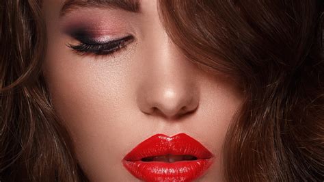 Brown Hair Girl Model With Red Lipstick Hd Model Wallpapers Hd