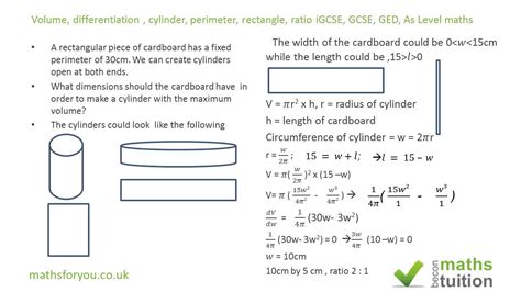 Optimization Volume Cylinder Igcse Additional Maths As Level Maths