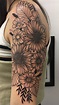 half sleeve flower tattoo done by Ignacio Flores, California Rose ...