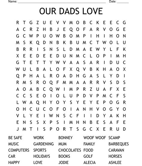 OUR DADS LOVE Word Search WordMint