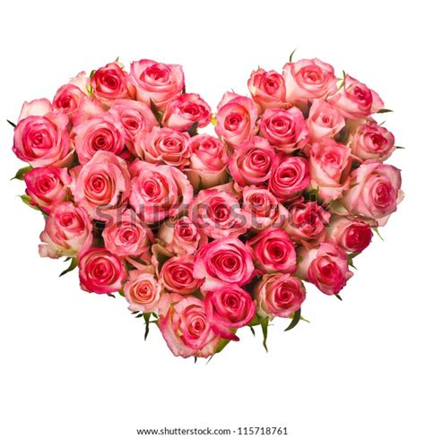 Heart Shaped Bouquet Pink Roses Isolated Stock Photo Edit Now 115718761