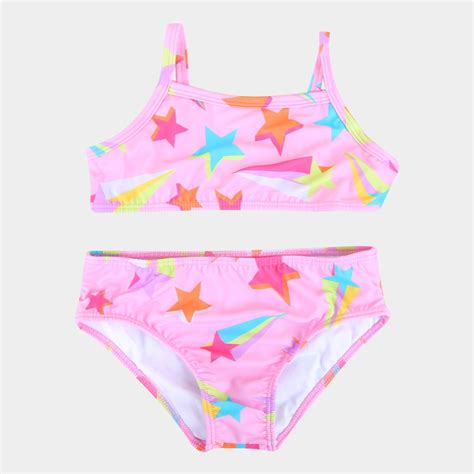 Conjunto Biquini Infantil Kamylus Proteção Uv 50 Unicórnio Rosa