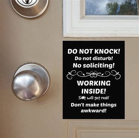 Working Inside Door Sign Do Not Knock Door Magnet No