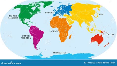 Mapa Del Mundo De Siete Continentes Ilustración Del Vector Imagen