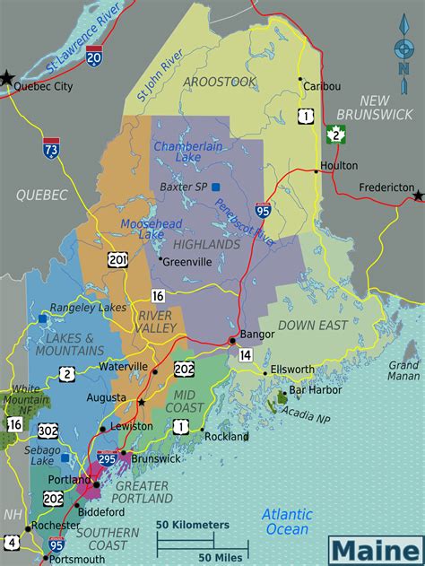 Large Regions Map Of Maine State Maine State Usa Maps Of The Usa