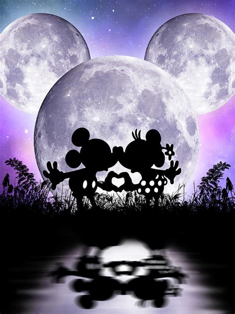 Mickey And Minnie Mouse Love Moon Digital Art By Mihaela Pater