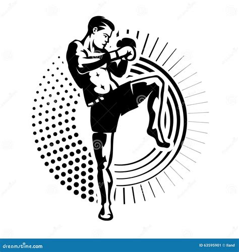 Kick Boxer Stock Vector Illustration Of Outline Action 63595901