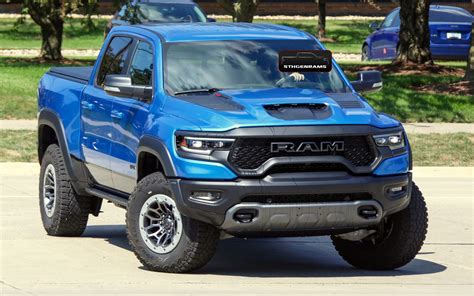 Caught 2021 Ram 1500 Trx In Hydro Blue Hits The Streets 5th Gen Rams