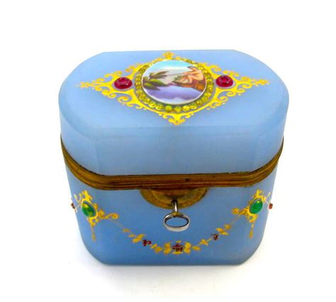 Antique French Lavender Opaline Casket Box