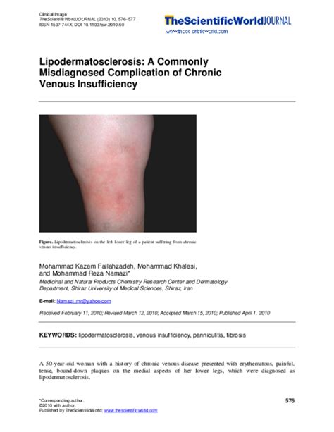 Pdf Lipodermatosclerosis A Commonly Misdiagnosed Complication Of