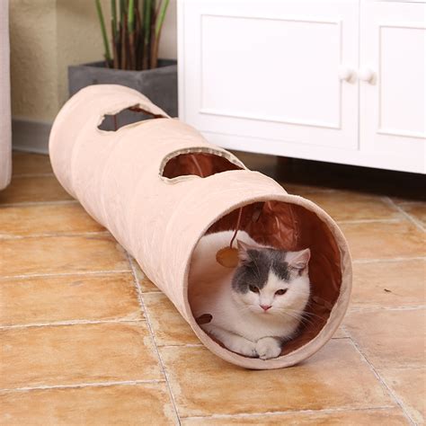 Pet Cat Toys Big Long Cat Tunnel With Ball Foldable Suede Material