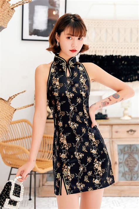 vintage button chinese dress exquiste embroidery women qipao cheongsam sexy high split tight