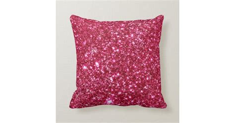 Hot Pink Fuchsia Tiny Sequin Glitter Print Throw Pillow